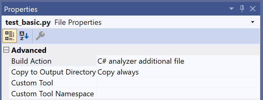 Visual Studio File Properties for CSnakes