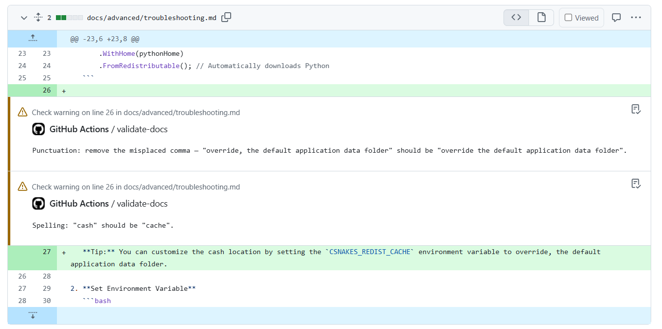 A screenshot of my GitHub workflow